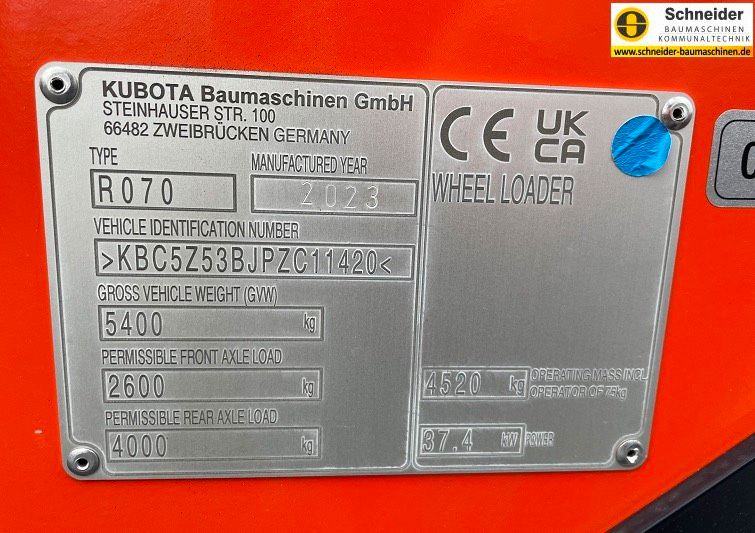 Kubota R070 Radlader inkl. Schaufel und Palettengabel in Bad Breisig 