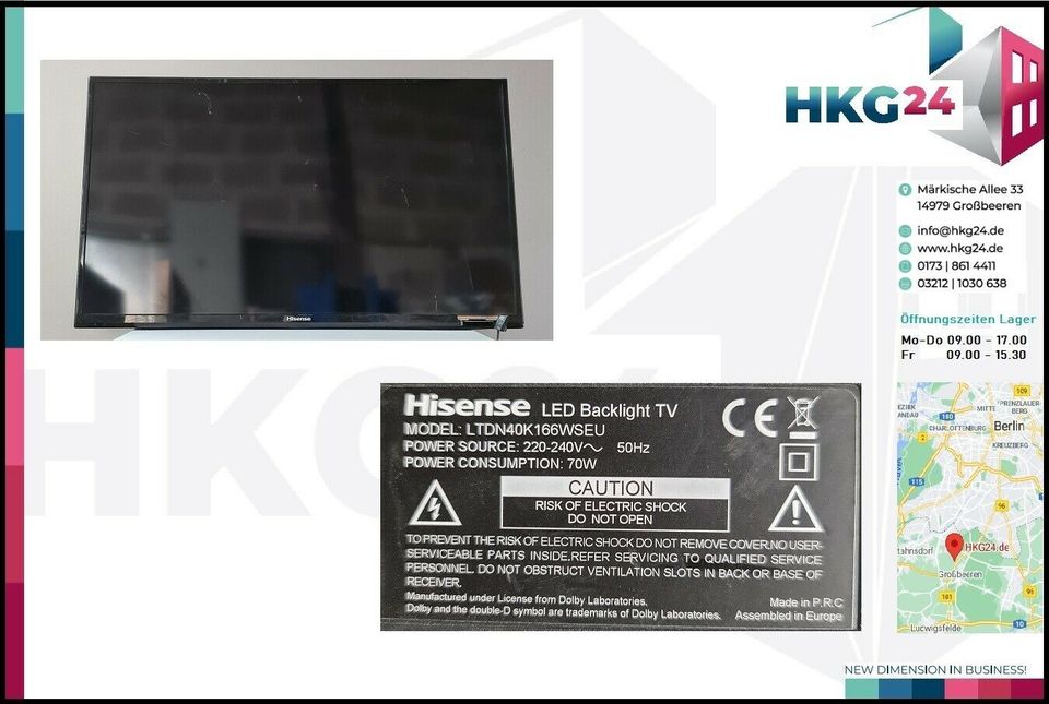 Hisense LTDN40K166WSEU Smart TV Display Defekt an Bastler in Großbeeren
