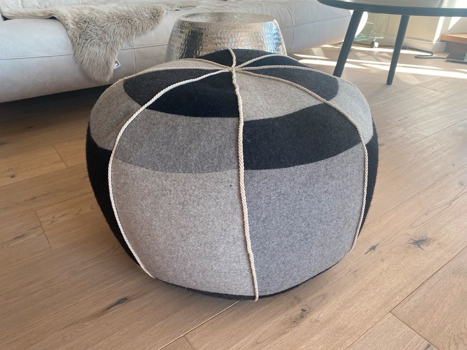 100% Filz Pouf & recycelte Wolle Stein Design grau 2 Stück in Springe