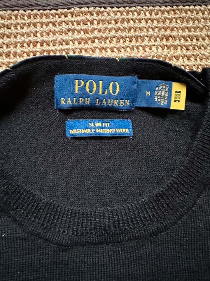 Polo Ralph Lauren Pullover schwarz M Merino Wolle Slim Fit Black in Frankfurt am Main