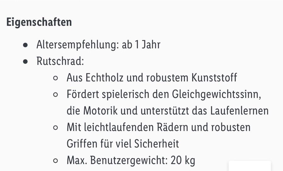 Rutscherad Laufrad Holz Rutscher in Jeßnitz