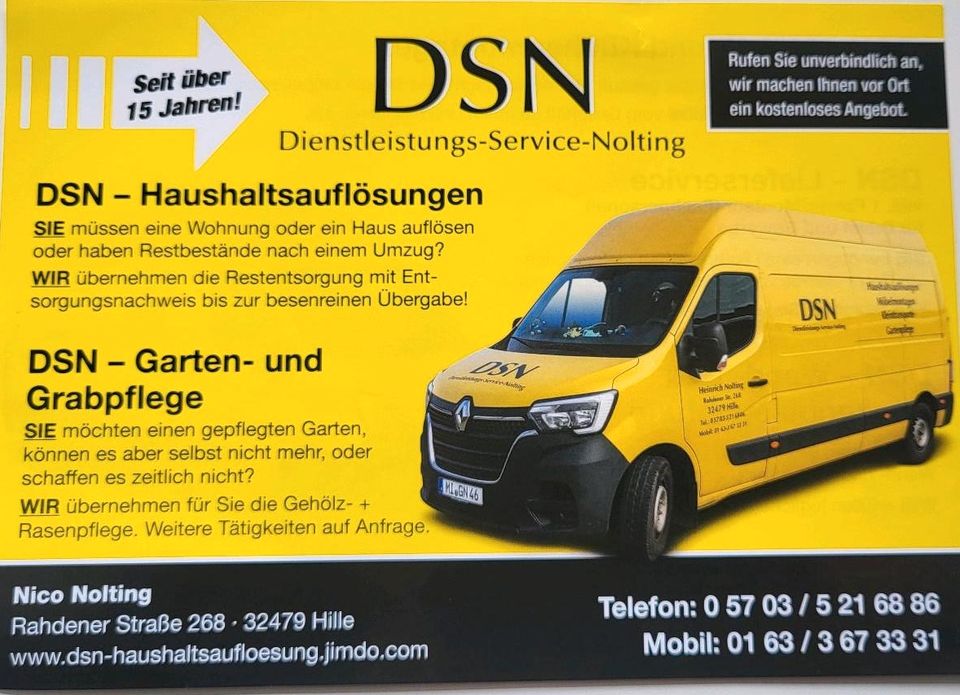 DSN- HAUSHALTSAUFLÖSUNGEN IN MINDEN UND UMGEBUNG in Minden