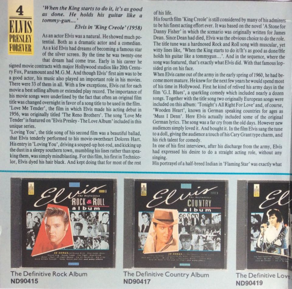 CD 1987 ☀️ ELVIS PRESLEY ☀️ The Definitive Nr.4 FILM Album More in Bottrop