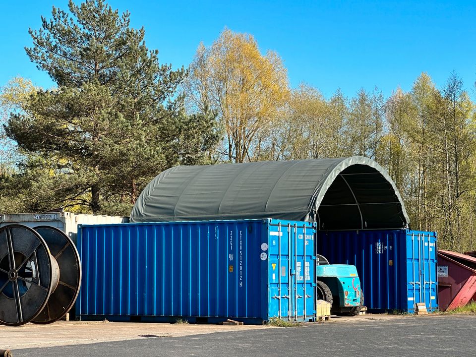 CONTAINERÜBERDACHUNG für Baustelle Logistik Werkstatt Fahrsilo Depot Veranstaltung Containerlager Lagerplatz Warenlager Event Messe Nutztierhaltung Gartenbau Hofbetrieb Holz Hackschnitzel Stroh Heu in Wildberg