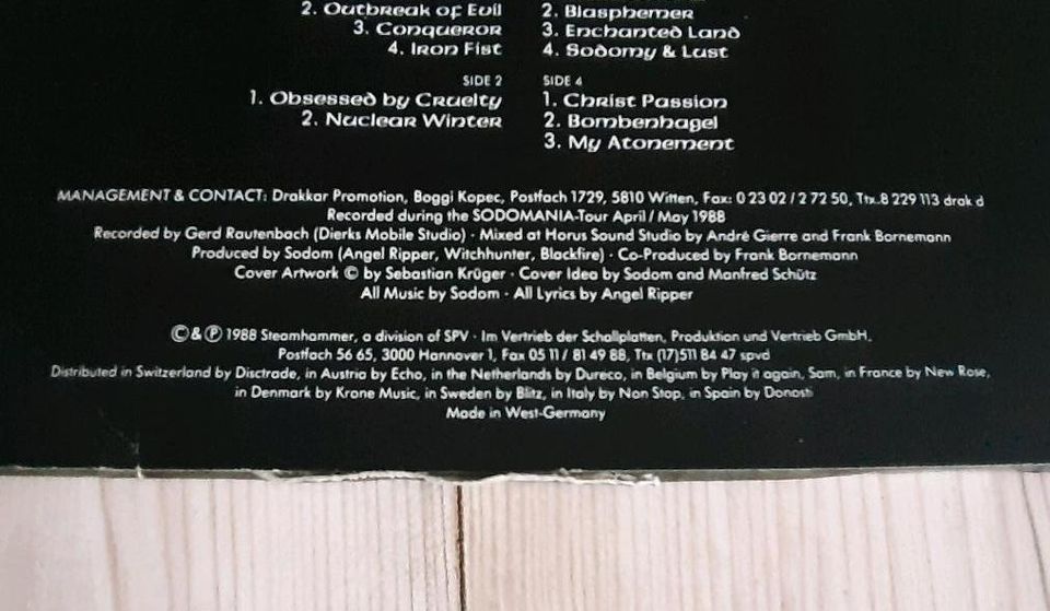 Sodom Vinyl 1988 Metal Schallplatte LP Rock " Mortal Way.." in Salzgitter