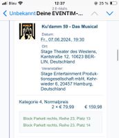 Ku’damm 59 Musical-Karten 07.06.2024 red. abzugeben Berlin - Neukölln Vorschau