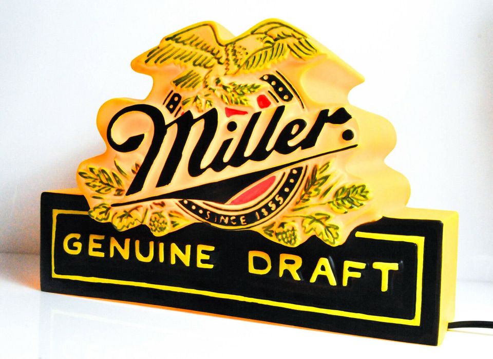 Miller Bier, USA 3D Leuchtreklame, Leuchtwerbung, "Genuine Draft" in Nürnberg (Mittelfr)
