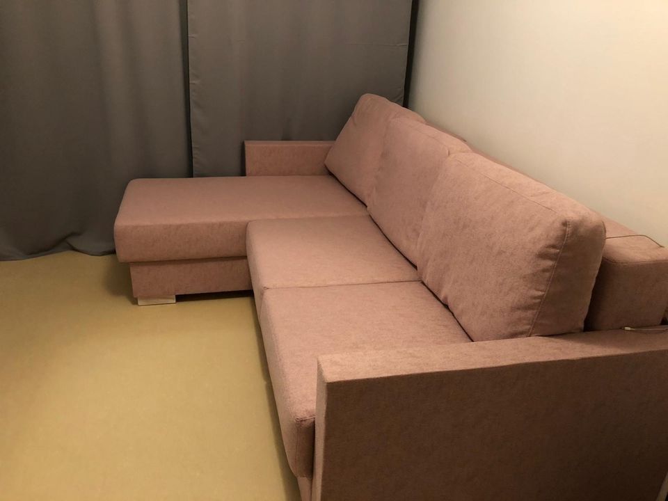 ECKSOFA MIT SCHLAFFUNKTION FEDERKERN BETTKASTEN HOLZ NEU in München