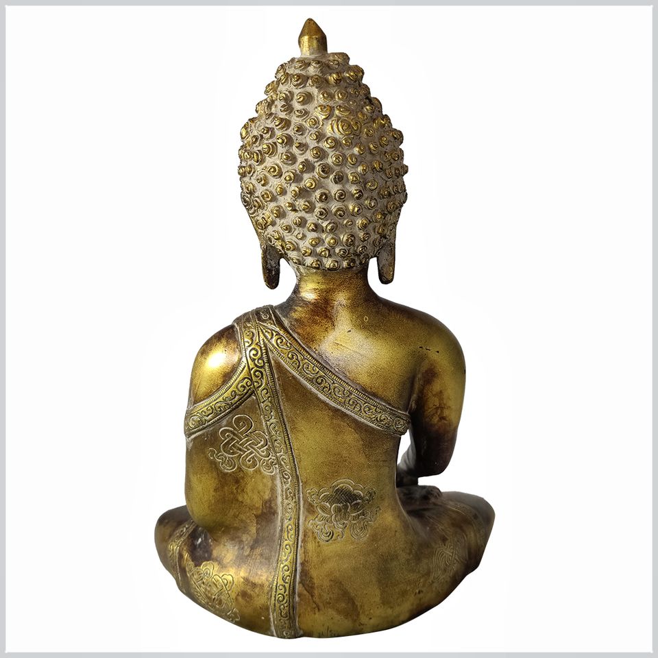 Erdender Buddha Bronze goldantik Feuerarbeit 27,5cm 3,3kg in München