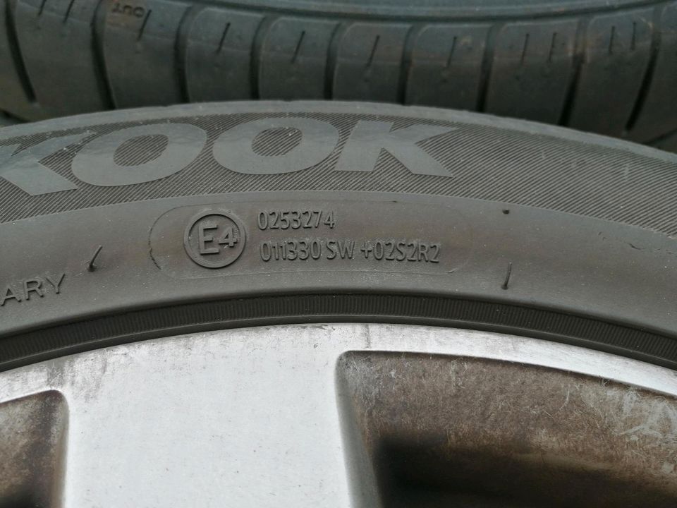 4 Alufelgen Platin 205/55R 16 Zoll Hankook Sommerreifen silber in Worms