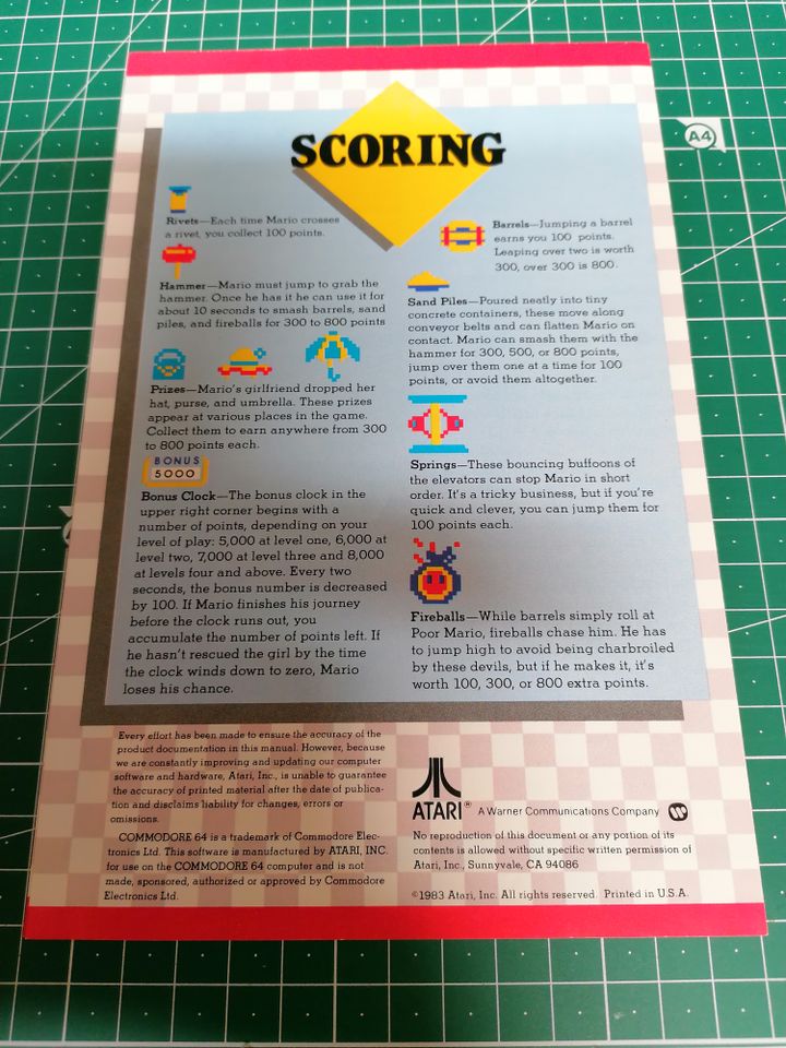 ATARI / Commodore 64 C64 6x Scoring Cards Mario Donkey Kong uvm in Dillingen (Donau)