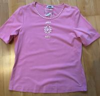 T-Shirt mit kurzen Ärmeln in pink mit Perlmuttartigen Applikation Nordrhein-Westfalen - Ladbergen Vorschau