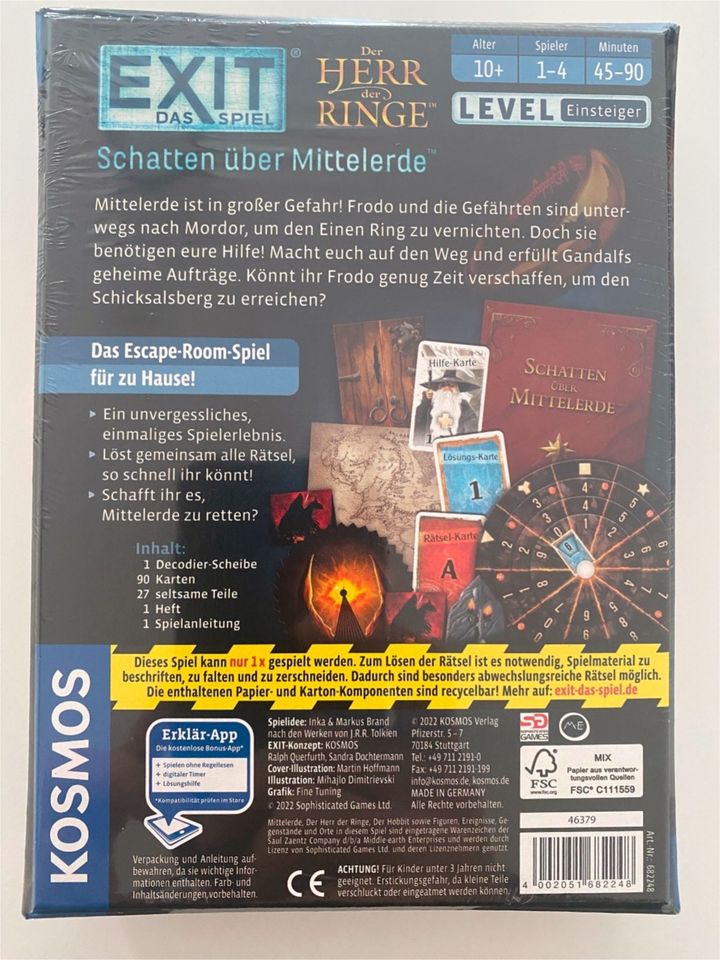 EXIT Spiel Der Herr der Ringe Schatten über Mittelerde NEU in Wendorf