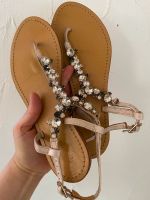 Next Sandalen Leder 39 Riemchen Glitzer Silber Hippie Ibiza Bayern - Aschaffenburg Vorschau