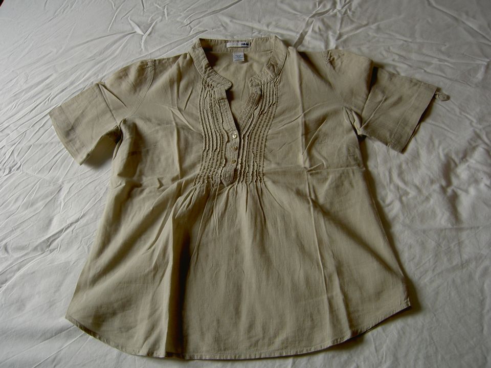 Kurzarm-Bluse H&M beige, Baumwolle, Gr. 34, selten getragen in Tittling