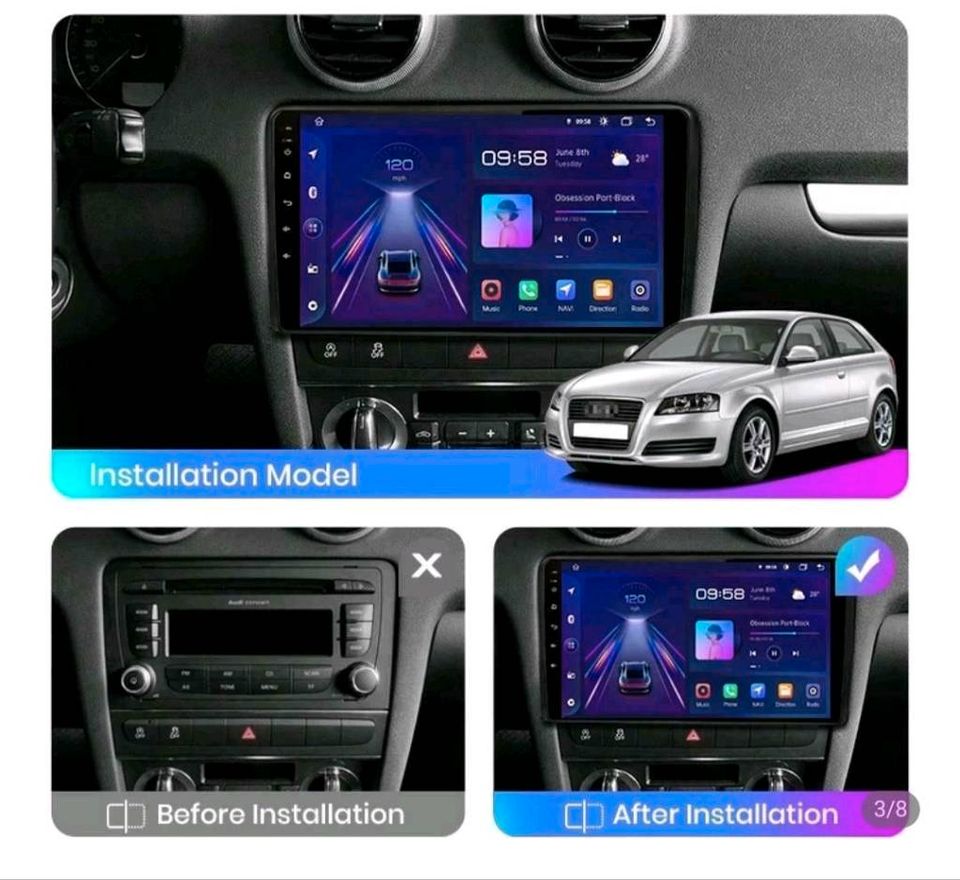 Android Autoradio Für Audi A3 8P 2003-2013 2 din GPS Multimedia in Burghausen