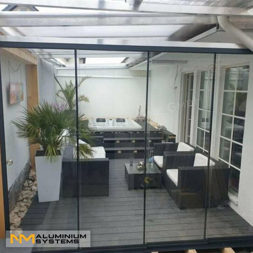 Glasschiebetür Glasschiebewand Glaswand Terrasse 4 m x 2,3 m in Nauheim