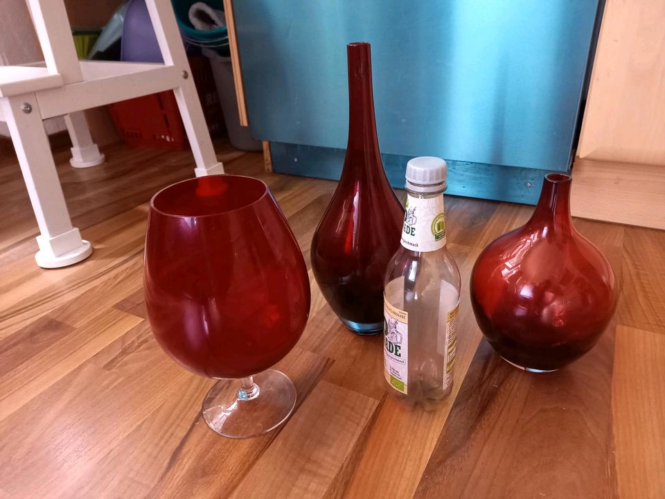 rote Glasdeko Vasen XXL Glas wasen Blumenvasen rot Glas in Nordenholz