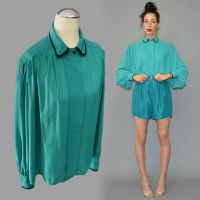 Vintage Chiffon Poeten Bluse Peter Pan Babydoll Business Jacke M Leipzig - Möckern Vorschau