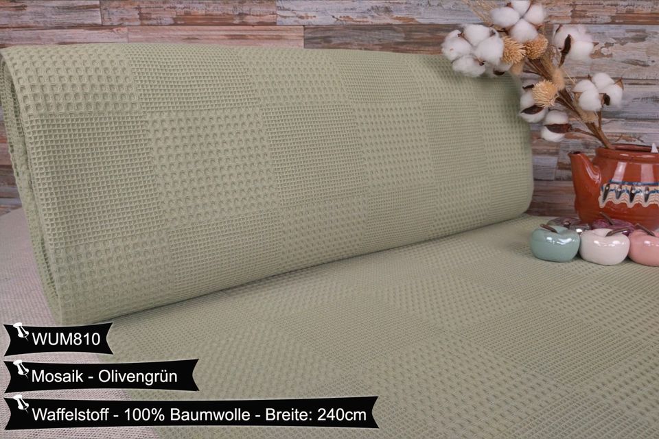 WAFFELSTOFF Mosaik Doppelbreit 240cm VERSANDFREI Baumwollstoff Stoffe Meterware ab 50cm Baumwolle Bastelstoffe Hochwertige Patchwork Basteln Dekostoffe Deko Stoff Öko-Tex Uni Farben in Leipzig