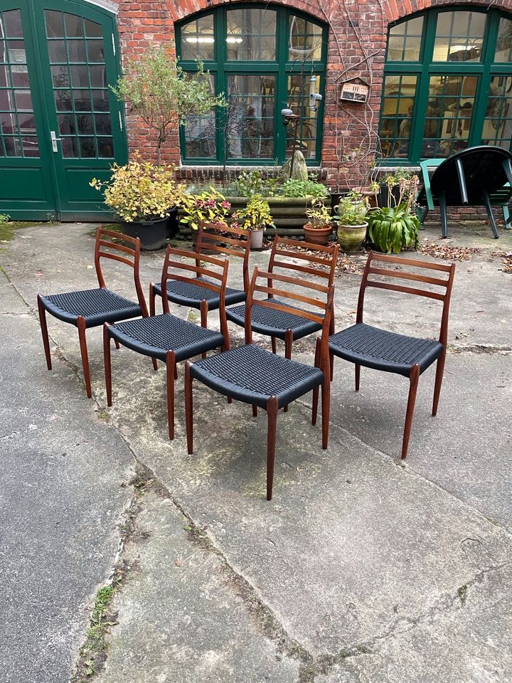 ◤ Niels Möller Modell 78 Palisander Teak papierkordel Stühle Esszimmerstühle Danish Design 60er RAR Dänisch Esstisch Teak Teakholz Retro mid Century in Berlin