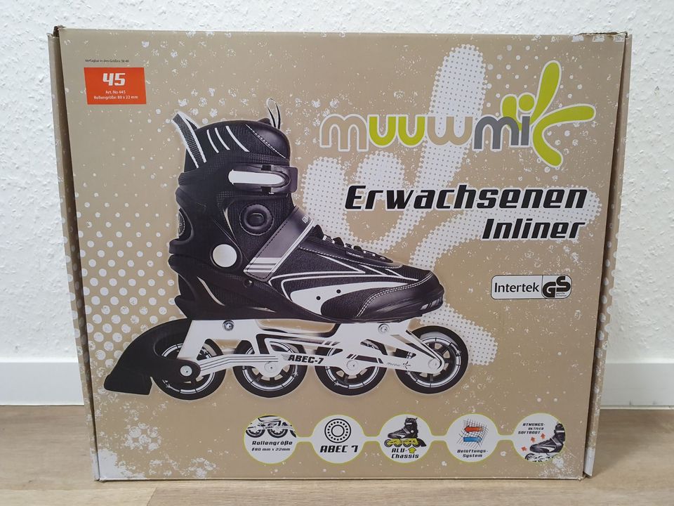 muuwmi Inline Skates Inliner Verstellbar Gr.44,45,46 Herren Damen in Wolsdorf