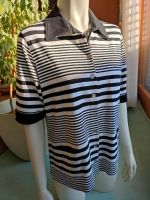 T-Shirt polo Kragen Cardigan gestreift schwarz weiß Rabe 42 M/L Baden-Württemberg - Külsheim Vorschau