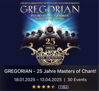 Tickets Gregorian -25 Jahre Masters of Chant! Mannheim Frankfurt am Main - Nordend Vorschau