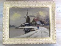 Kleines antikes Gemälde Bild Ölbild auf Holz, Holland im Winter Schleswig-Holstein - Flensburg Vorschau