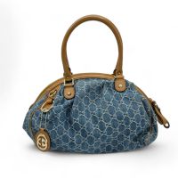 Gucci Handtasche Sukey aus Denimstoff braunes Leder blau Kr. München - Unterhaching Vorschau