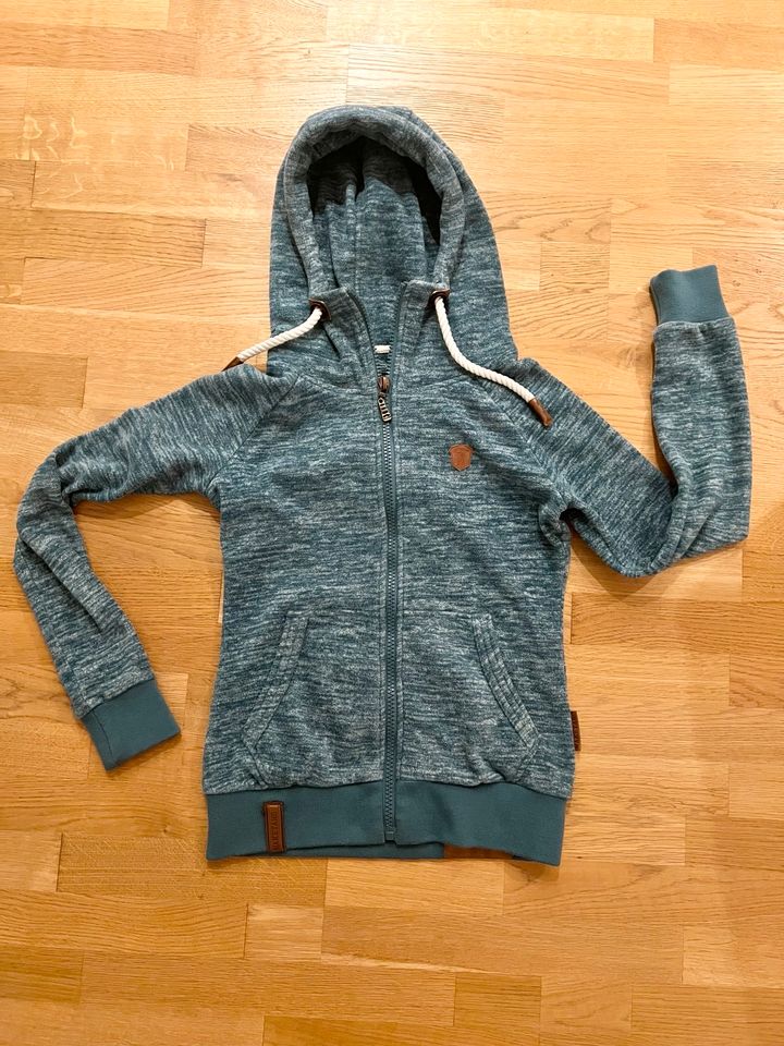 Naketano XS Fleece Jacke Petrol mit Kapuze blau grün in Kassel