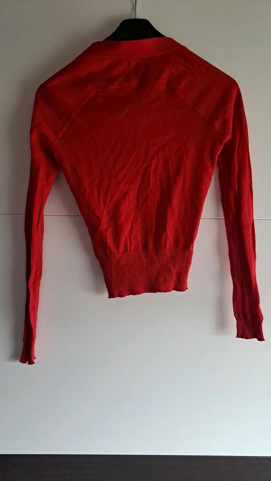 Cardigan leichte Strickjacke Weste H&M Rot Gr. XS/34 mit Knopflei in Bausendorf