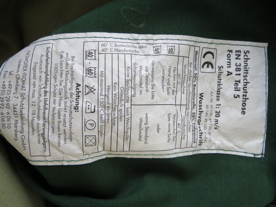 Schnitt Schutzhose Gr. 50 in Fürth