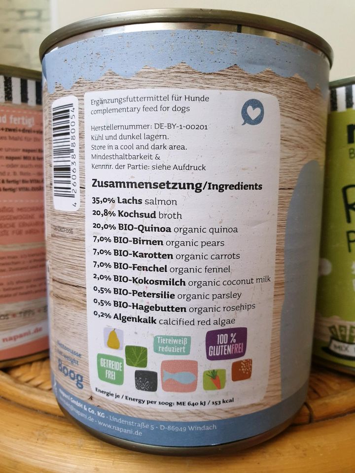Napani Bio Hundefutter Paket 800g Dosen Glutenfrei Getreidefrei in Berlin