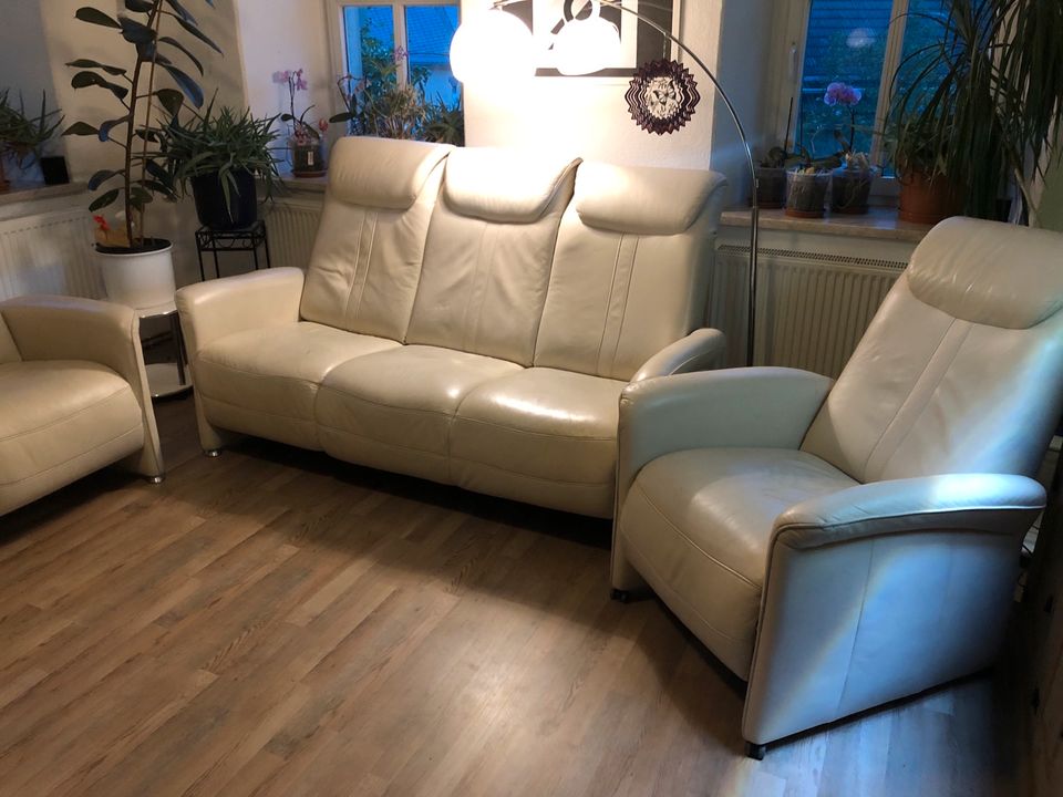 Couch Garnitur Sofa Kombination Leder Relax in Lichtenberg