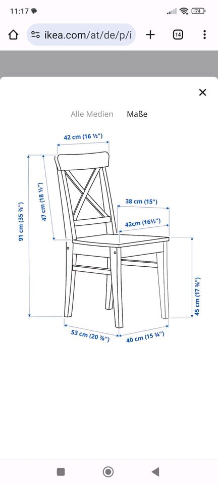 4 Stühle Massivholz Ikea Ingolf schwarz in Trostberg