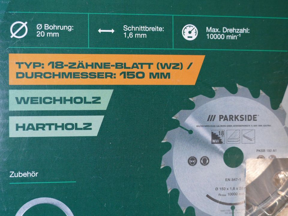 4x Parkside Kreissägeblatt PKSB 150 A1 18/24 Zähne ovp 150mm in Herne