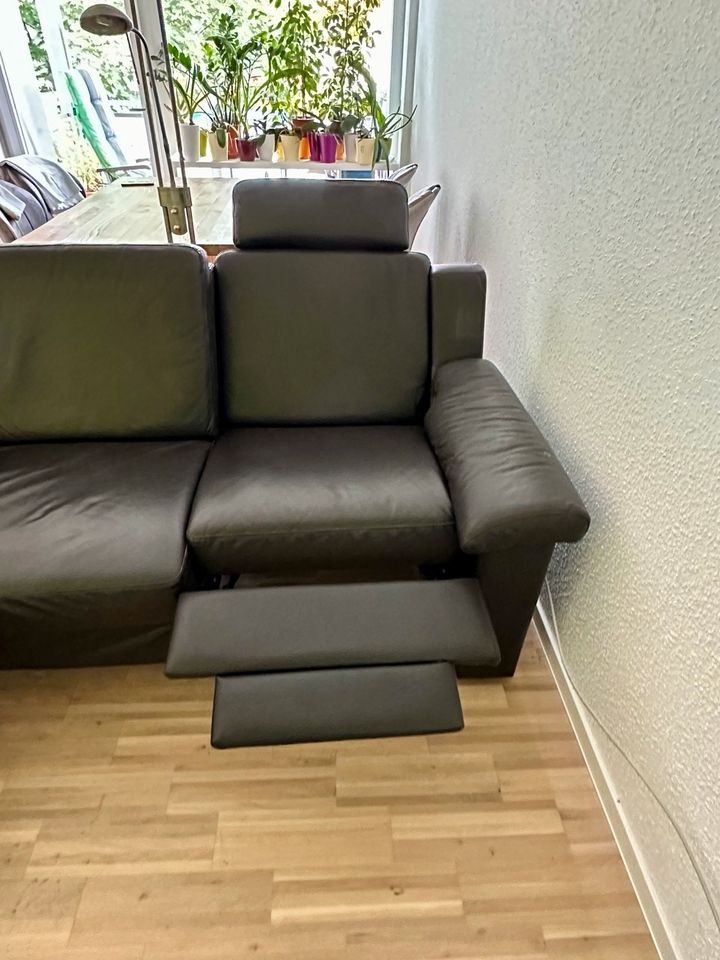 Leder Couch Sofa dunkelbraun 3-Sitzer in Erfurt