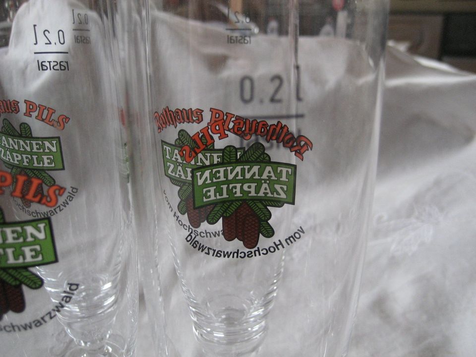 3x Rothaus Tannenzäpfle Bierglas Pokalglas 0,2 Liter in Birkenheide