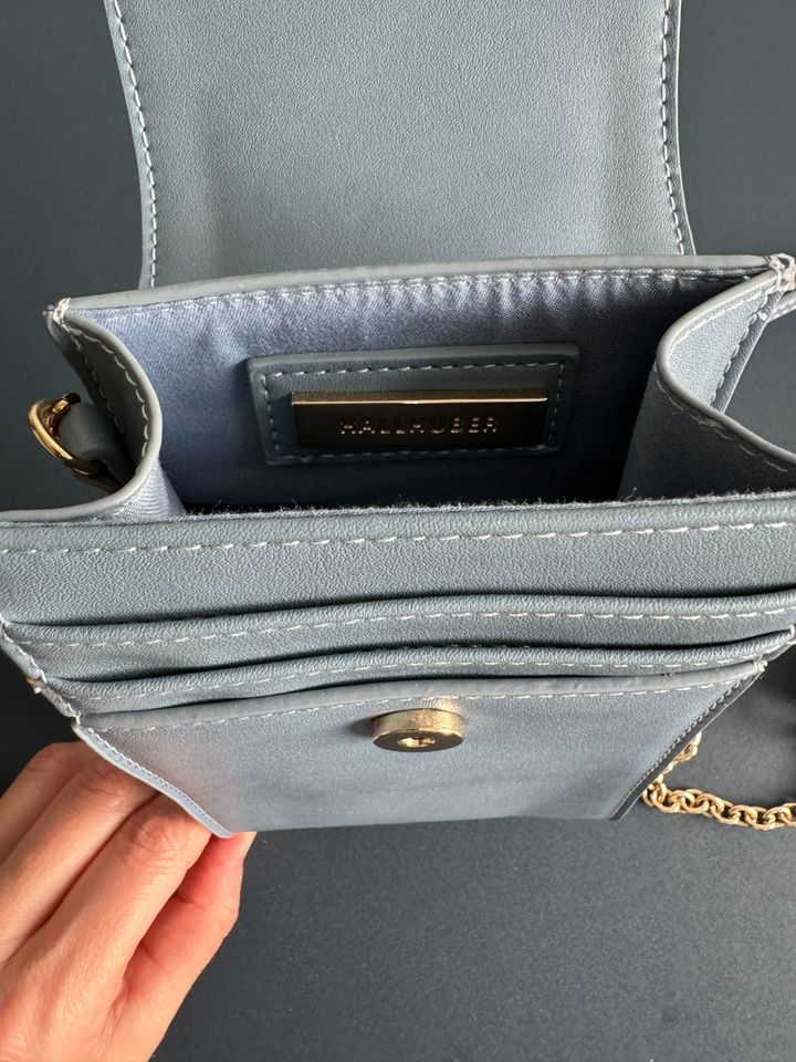 Handy-Handtasche von Hallhuber, in blau-gold in Neunkirchen-Seelscheid