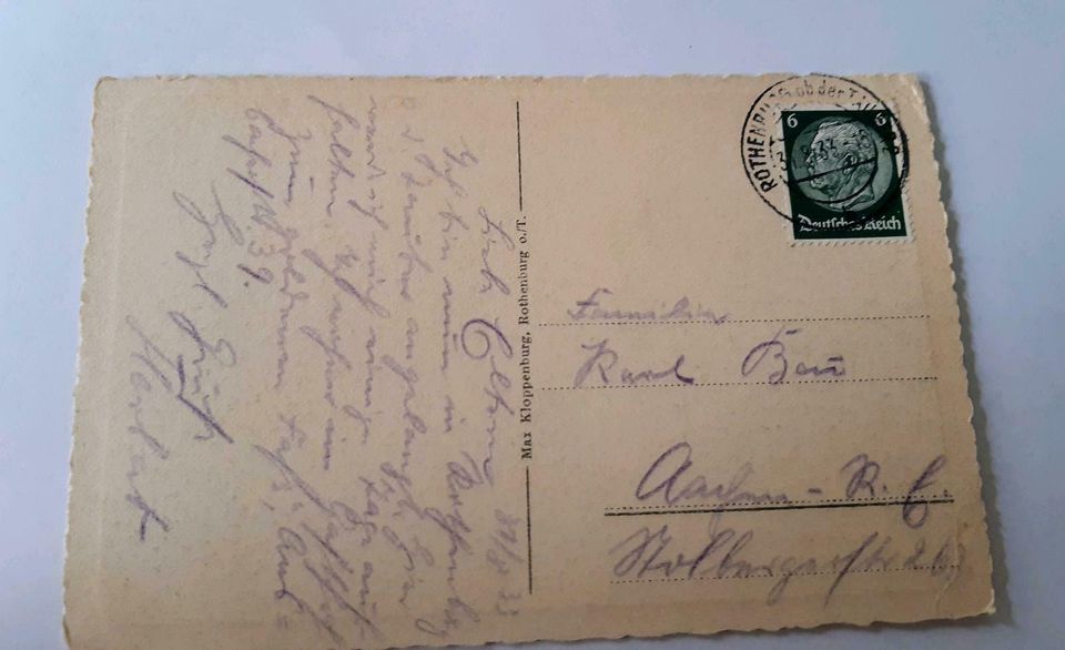 Postkarte von 1933 Rothenburg auf der Tauber/Plönlein in Zülpich