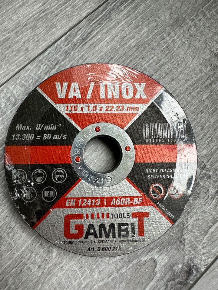 10x Gambit VA/INOX Trennscheiben 115x1.0x22.23 mm Neu. in Alsdorf