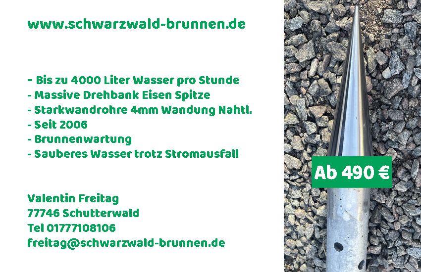 Brunnenbau Brunnen Bohren Schlagen Wasser per Knopfdruck. in Schutterwald