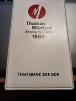 DDR 1989 Mappe "Thomas Müntzer Ehrung" mit zwei 5 Mark Münzen Hessen - Fuldatal Vorschau
