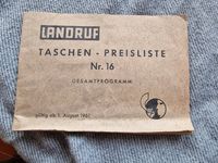 Landruf Taschen-Preisliste Nr. 16, Gesamtprogramm 1961 Bayern - Maßbach Vorschau