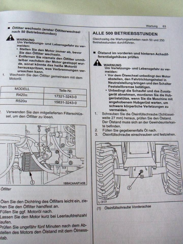 Kubota  R420 / R520 Radlader Bedienungsanleitung in Limburg
