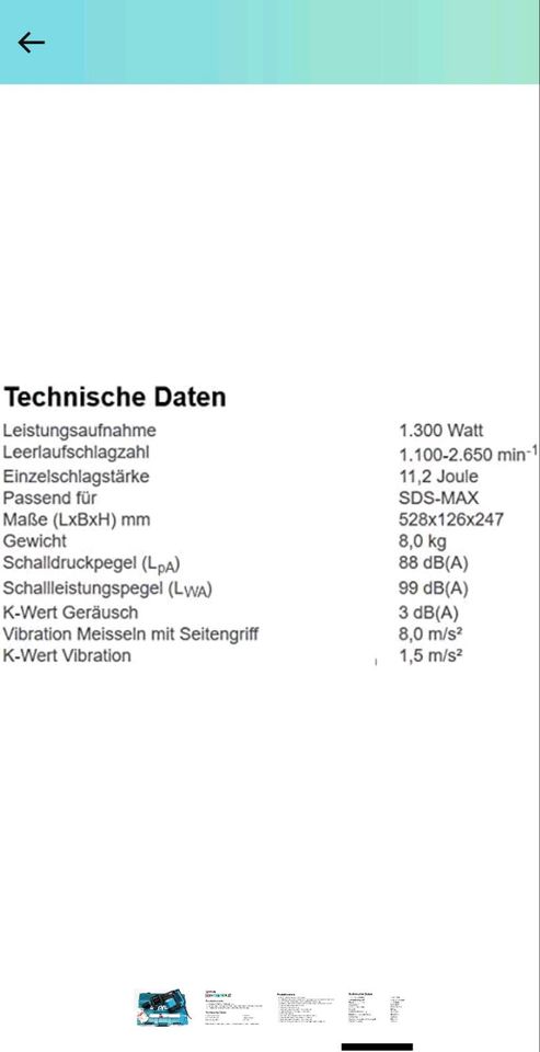 Makita Stemmhammer für SDS-MAX 1,300 W, HM1111C, Blau, Silber, 19 in Schramberg