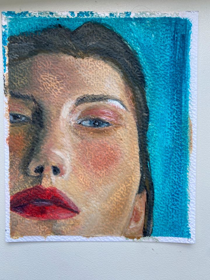 Ölbild Frauen Portrait Ölgemälde 9,8x11,8 cm Original in Berlin