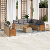 10-tlg. Garten-Sofagarnitur mit Kissen Beige Poly Rattan Couch Hessen - Weilburg Vorschau