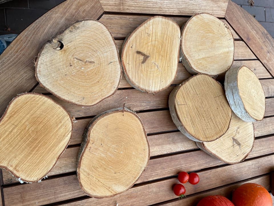 Birkenscheiben Deko Basteln  Holz Gesteck in Apen